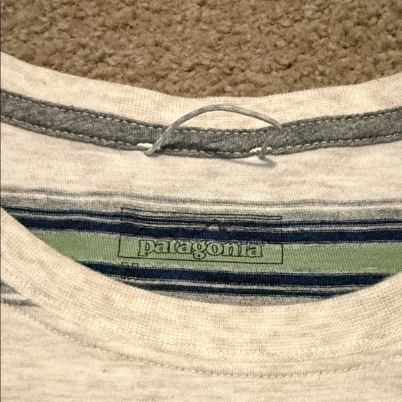 Patagonia Blue and Gray Striped Tee - Picture 2 of 7
